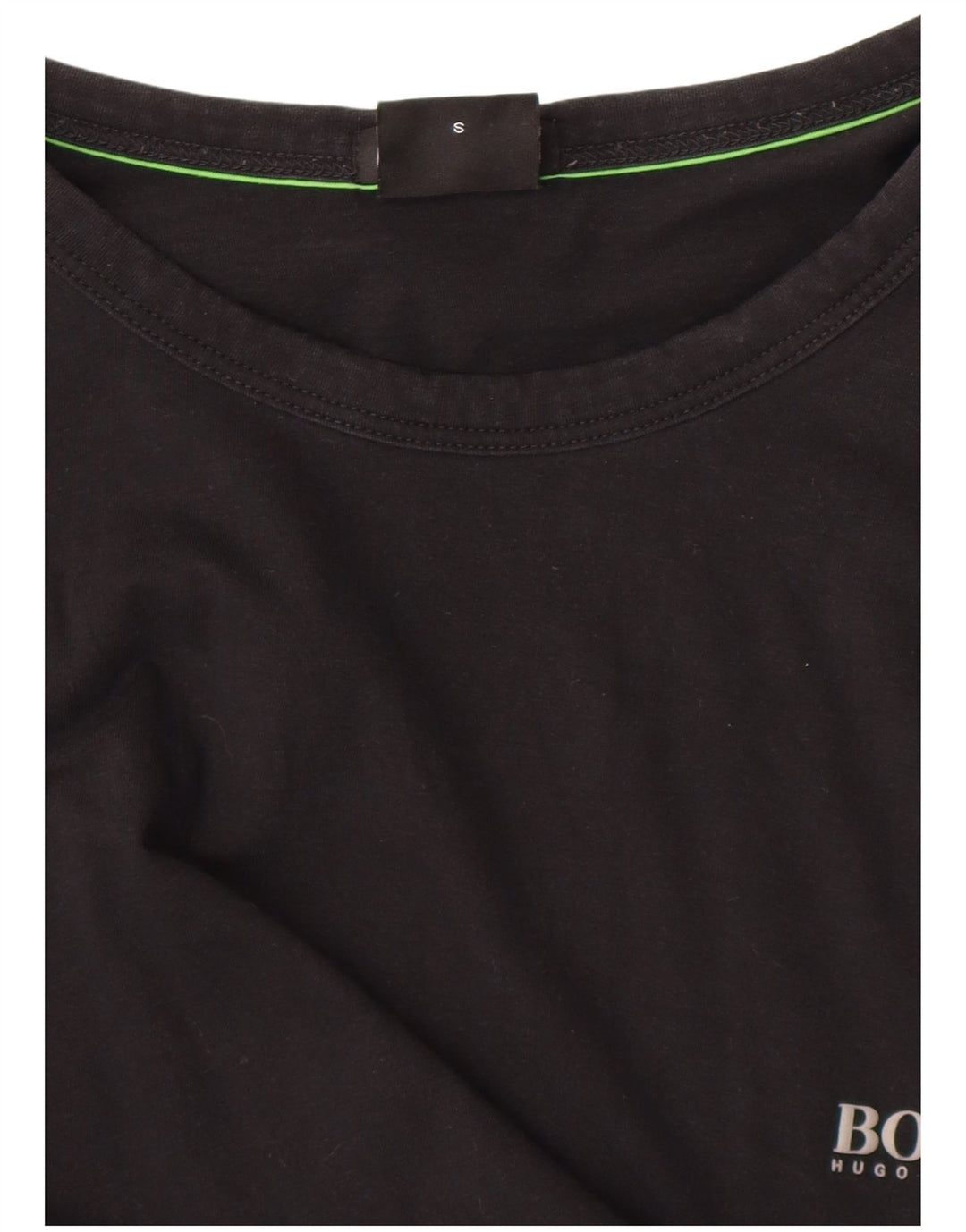 HUGO BOSS Herren-Oberteil mit normaler Passform, langärmelig, klein, schwarze Baumwolle