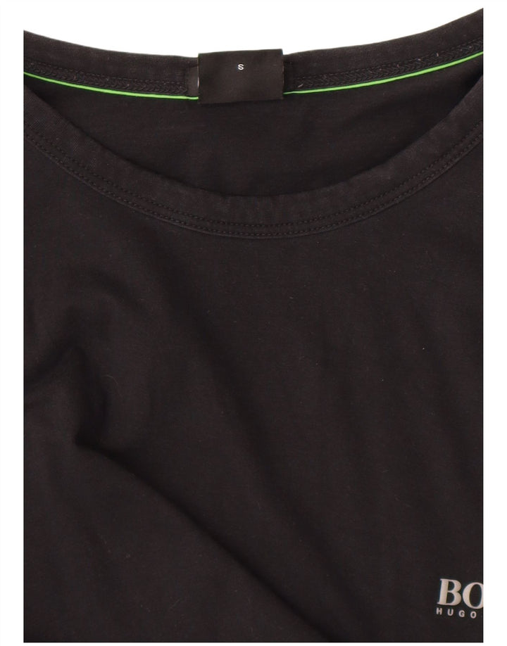 HUGO BOSS Herren-Oberteil mit normaler Passform, langärmelig, klein, schwarze Baumwolle