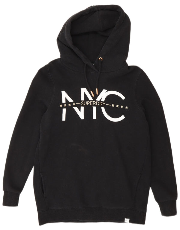 Superdry Damen New York City Graphic Übergroßer Kapuzenpullover UK 6 XS Schwarz