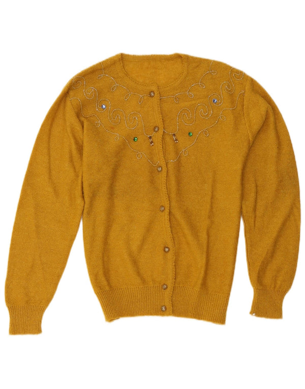 Vintage Damen Cardigan Pullover UK 14 Mittelgelb