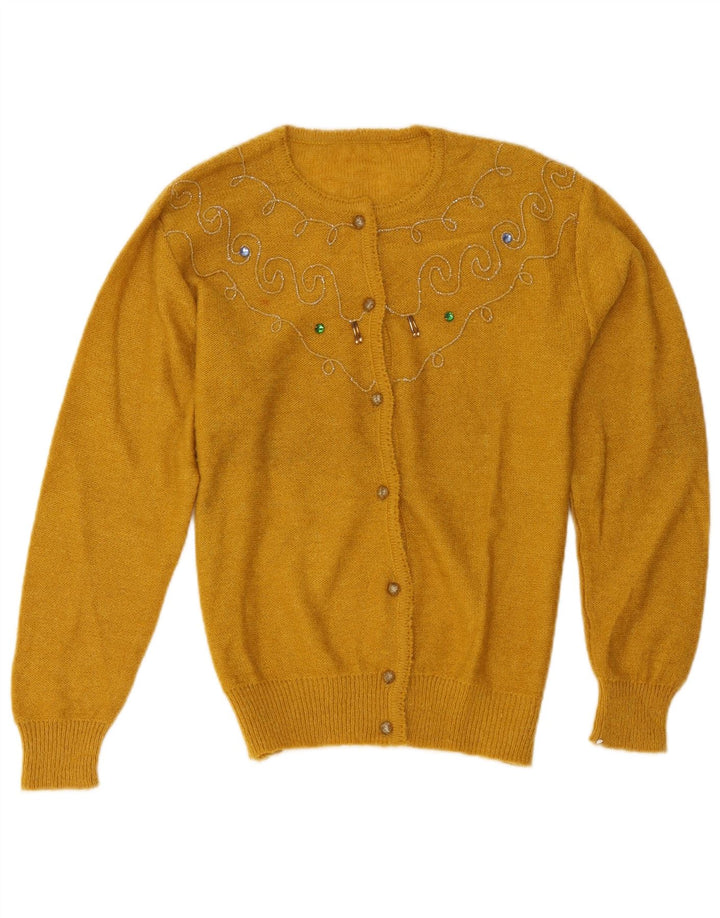 Vintage Damen Cardigan Pullover UK 14 Mittelgelb
