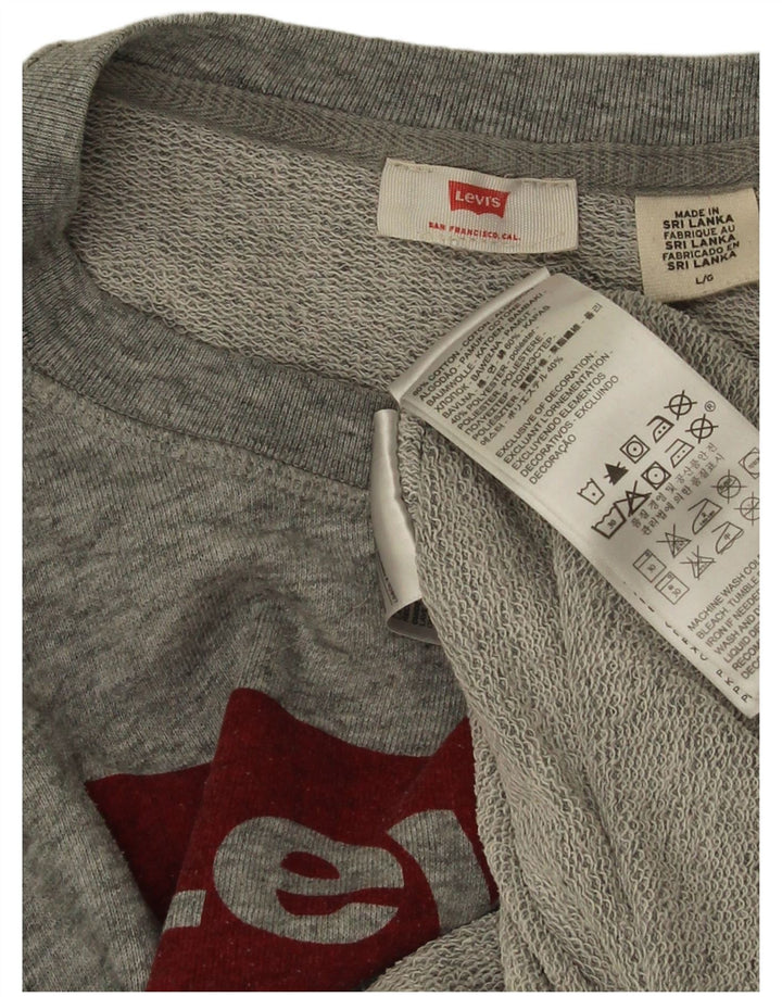 Levi's Damen Grafik-Sweatshirt-Pullover UK 16 Large Graue Baumwolle
