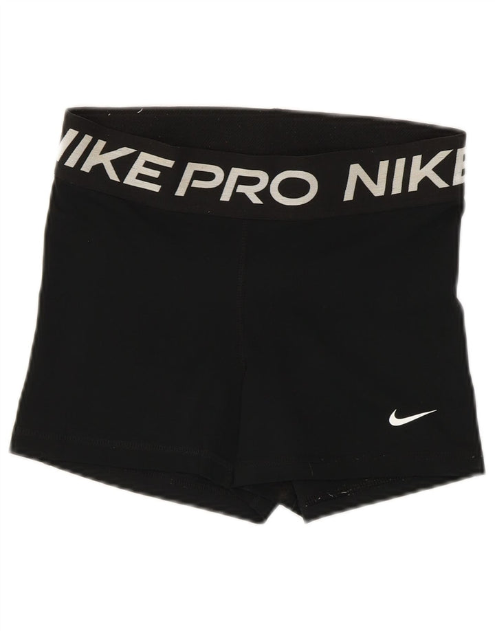 Nike Damen Dri Fit Graphic Sport Shorts UK 10 Small Schwarz Polyester