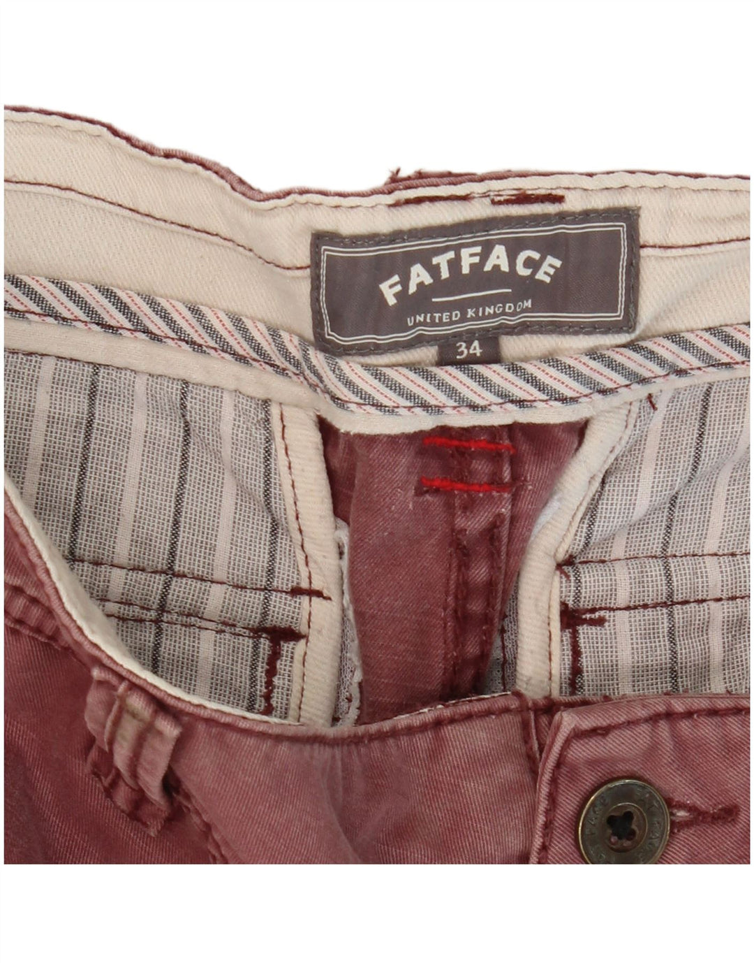Fat Face Herren-Cargo-Shorts, W34, Größe L, Burgunderrot, Baumwolle