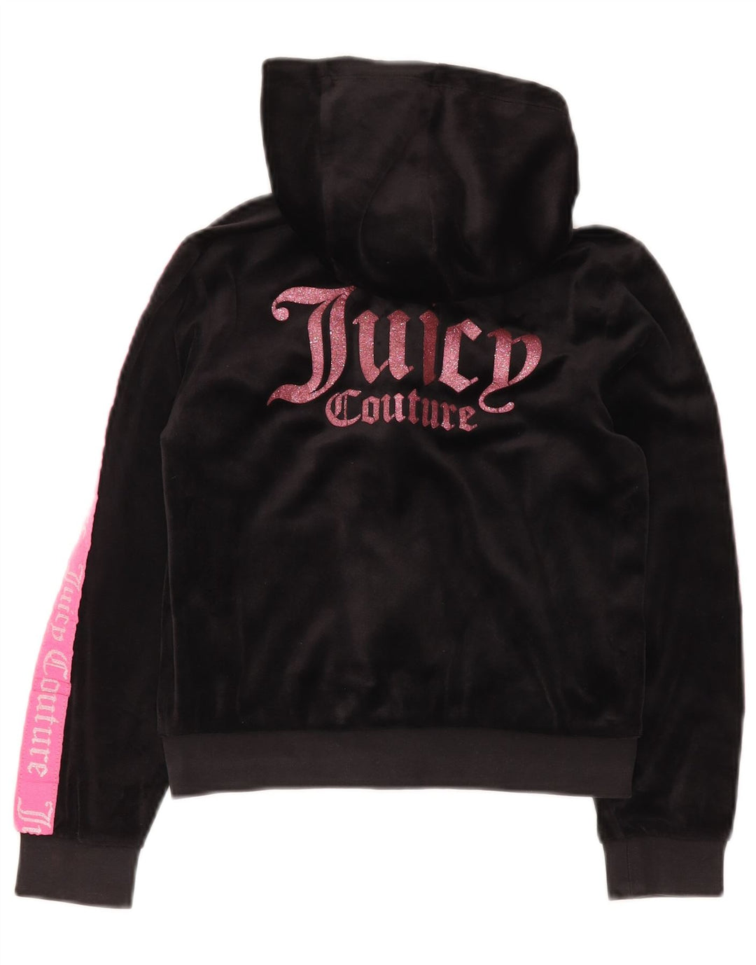 JUICY COUTURE Kapuzenpullover mit grafischem Reißverschluss für Mädchen, 9–10 Jahre, Schwarz