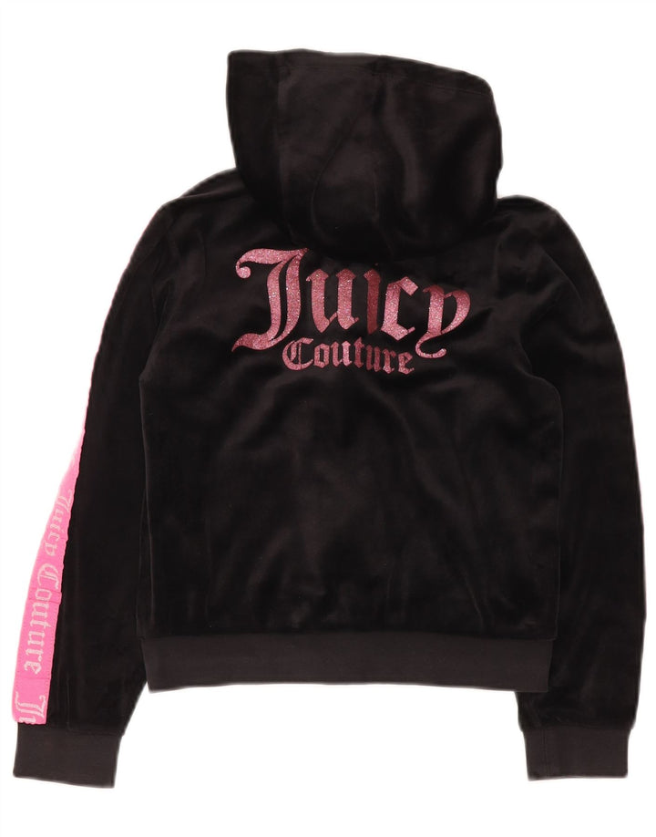 JUICY COUTURE Kapuzenpullover mit grafischem Reißverschluss für Mädchen, 9–10 Jahre, Schwarz