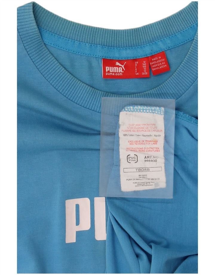 Puma Damen Graphic T-Shirt Top UK 12 Mittelblaue Baumwolle