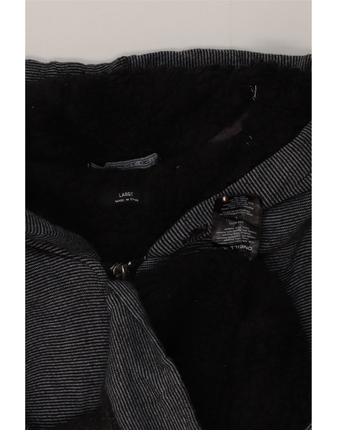 O'Neill Herren-Kapuzenpullover mit Reißverschluss, groß, schwarz gestreift, Polyester