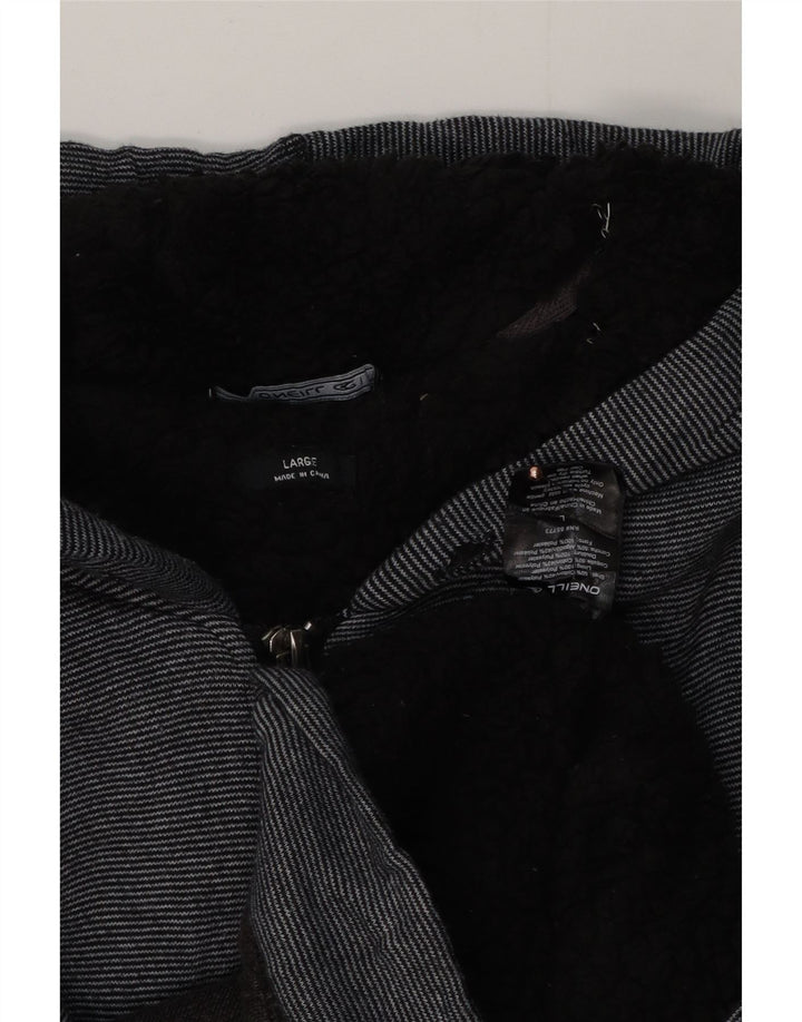 O'Neill Herren-Kapuzenpullover mit Reißverschluss, groß, schwarz gestreift, Polyester