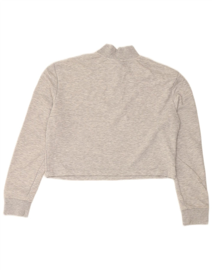 PUMA Damen Crop Crop Sweatshirt Pullover UK 12 Mittelgrau Farbblock