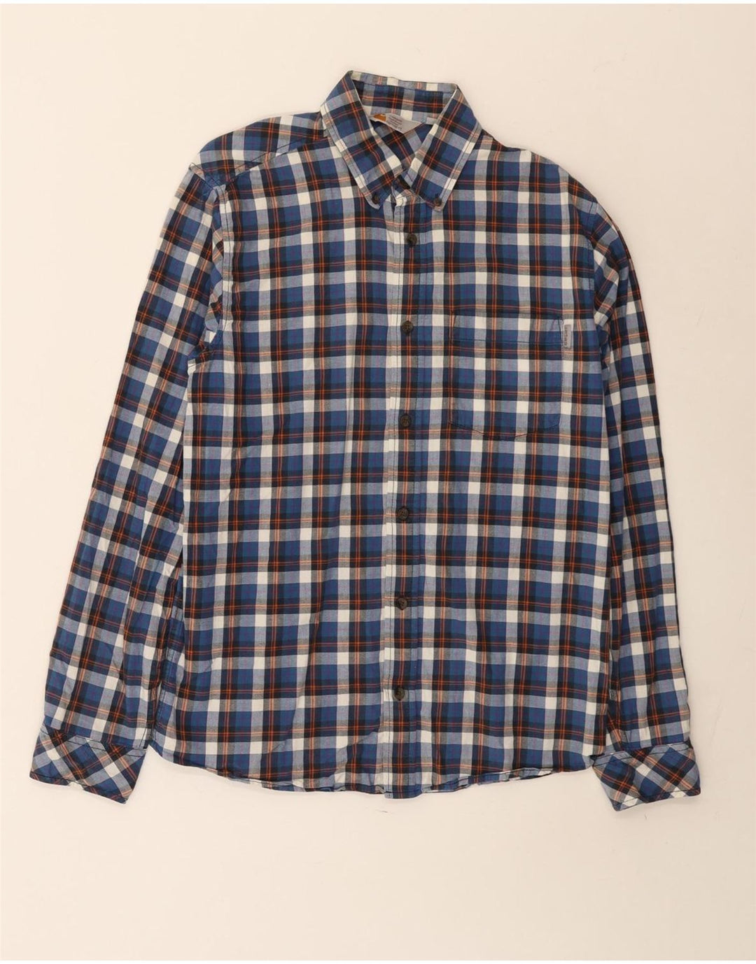 Carhartt Herrenhemd aus mittelblauer Karo-Baumwolle
