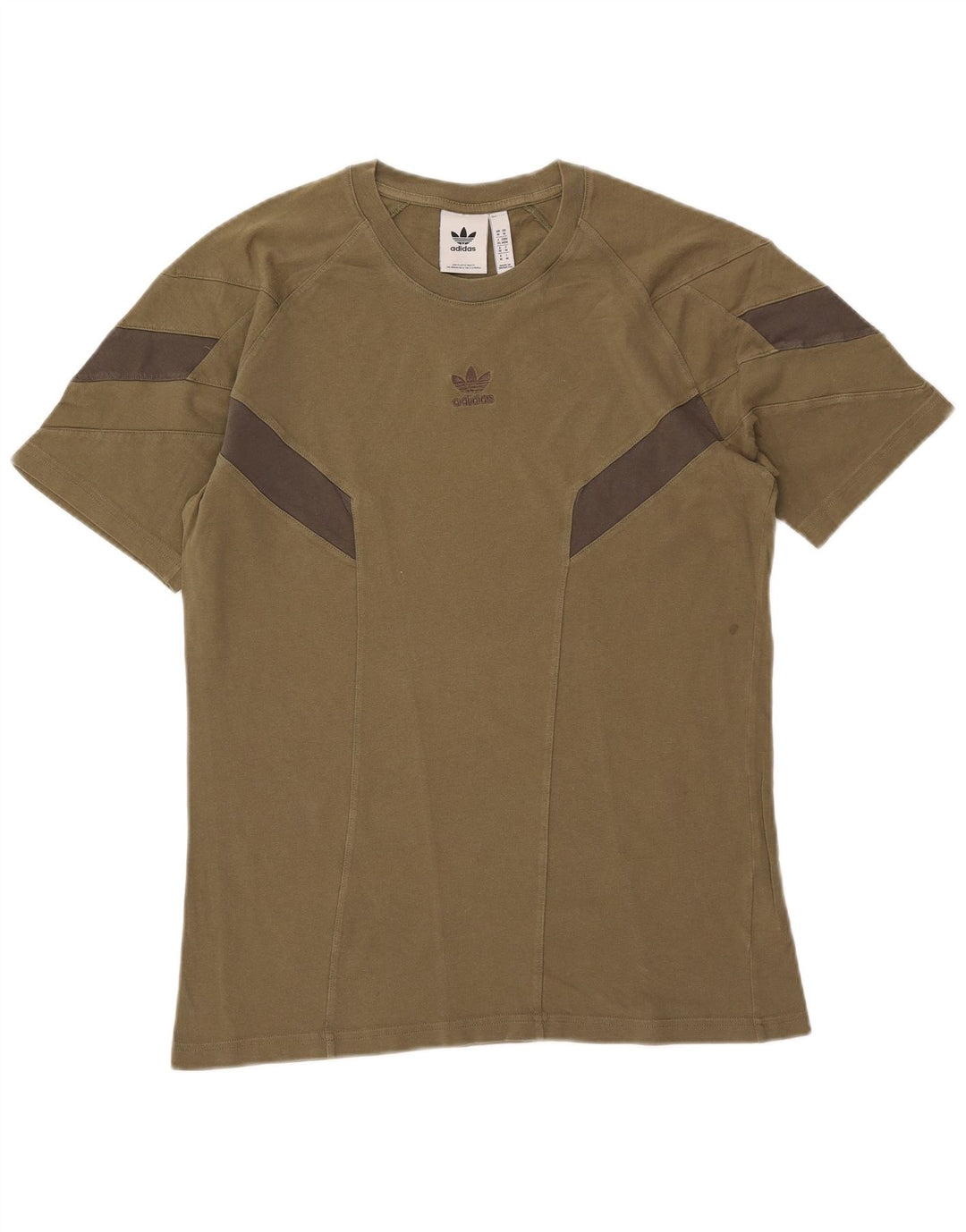 ADIDAS Herren T-Shirt Top Medium Khaki Colourblock Baumwolle