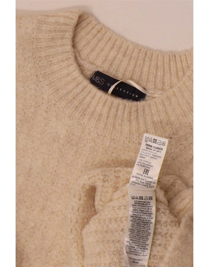 Marks & Spencer Damen-Pullover mit Rundhalsausschnitt, UK 14, Mittelbeige, Acryl