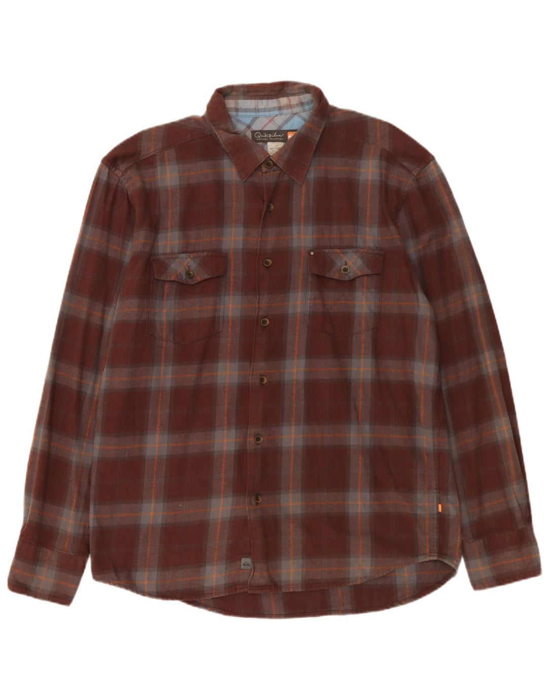 Quiksilver Herren-Flanellhemd, groß, braun kariert, Baumwolle