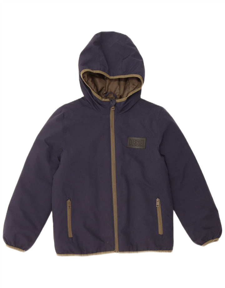 DIESEL Windjacke mit Kapuze für Jungen, 9–10 Jahre, marineblaues Polyester