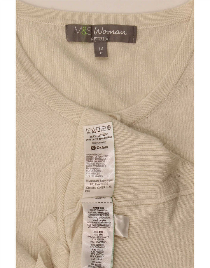 Marks & Spencer Womens Petite Cardigan Sweater UK 14 Medium Off White