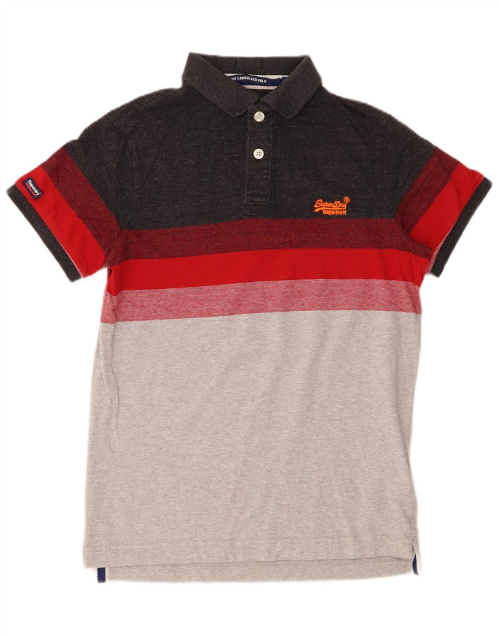 Superdry Herren-Poloshirt aus mittelgrauer Colourblock-Baumwolle