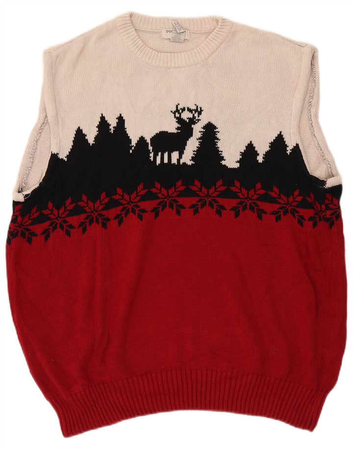 Dockers Herren-Weste-Tanktop, groß, rote Fair-Isle-Baumwolle