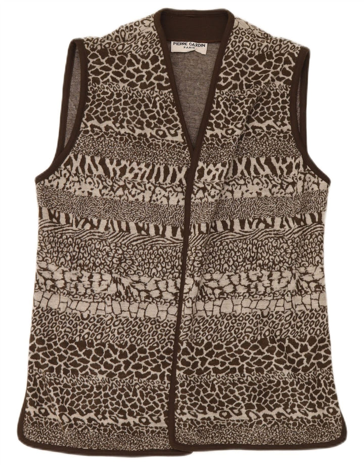 Pierre Cardin Damenweste IT 44 Mittelbraune Wolle mit Animal-Print