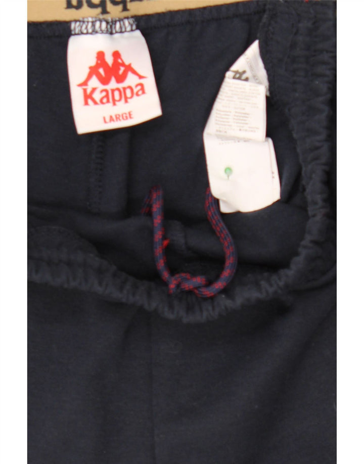 KAPPA Mens Graphic Sport Shorts Large  Navy Blue Polyester Vintage Kappa and Second-Hand Kappa from Messina Hembry 
