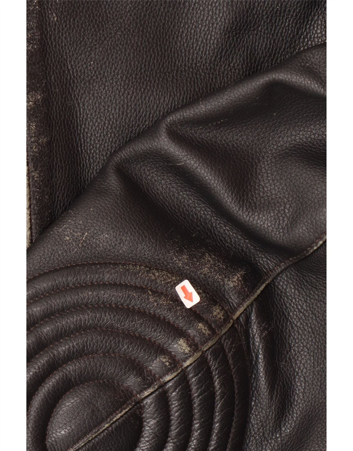 Highway 1 Herren-Leder-Bikerjacke, Größe 60 4XL, schwarzes Leder