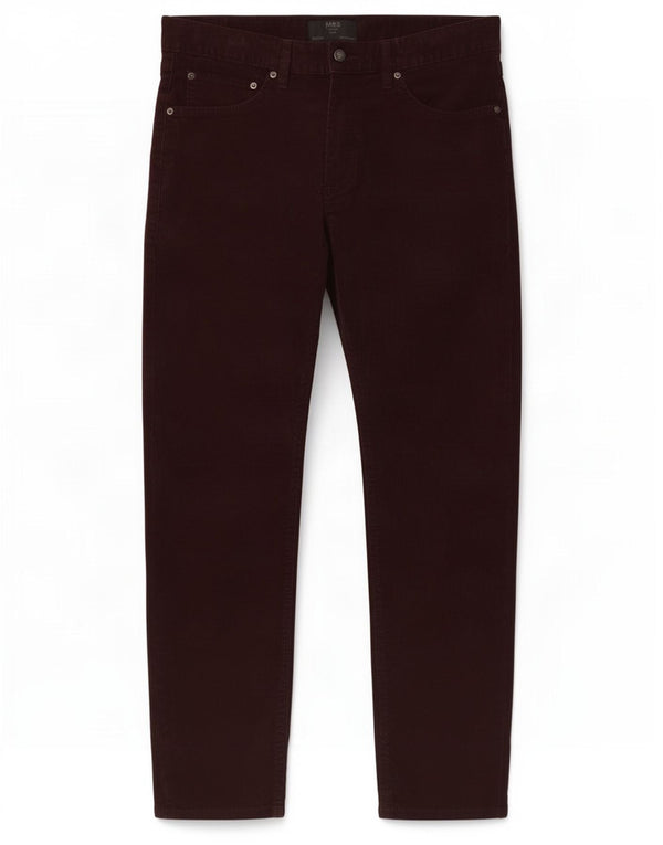 Marks & Spencer Herren Slim Fit Cordhose W32 L29 Burgunder Baumwolle
