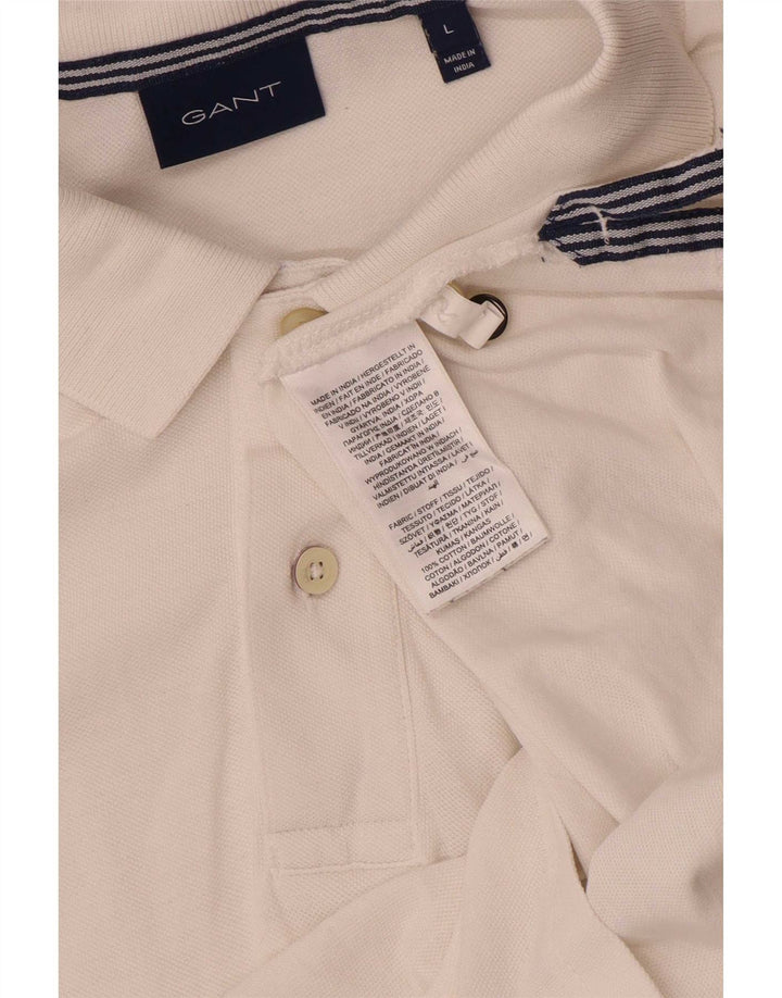Gant Herren-Poloshirt, groß, aus weißer Baumwolle