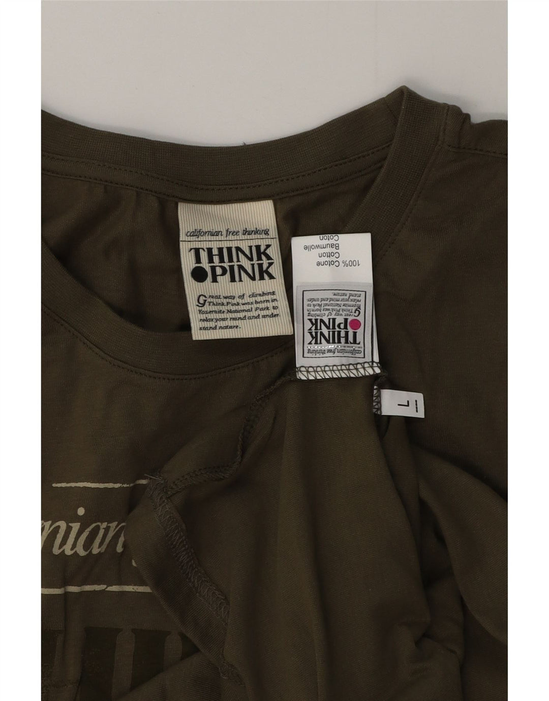 THINK PINK Grafisches Herren-Weste-Top, Größe L, Khaki, Baumwolle