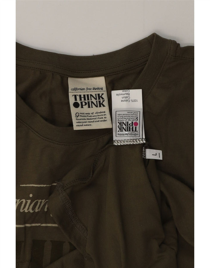 THINK PINK Grafisches Herren-Weste-Top, Größe L, Khaki, Baumwolle