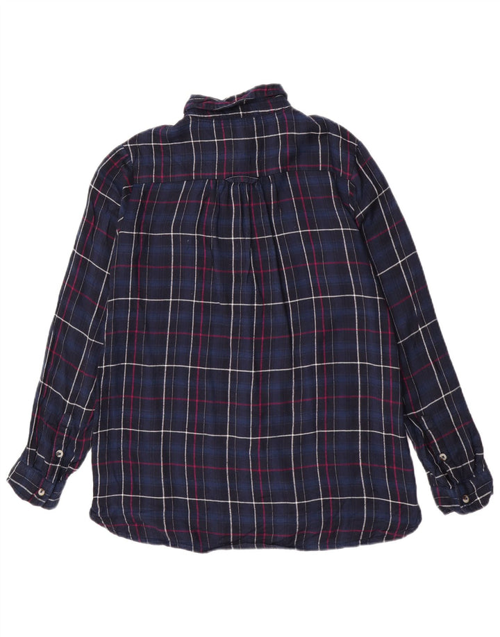 Fat Face Damen-Flanellhemd, UK 12, mittelblau, kariert, Viskose