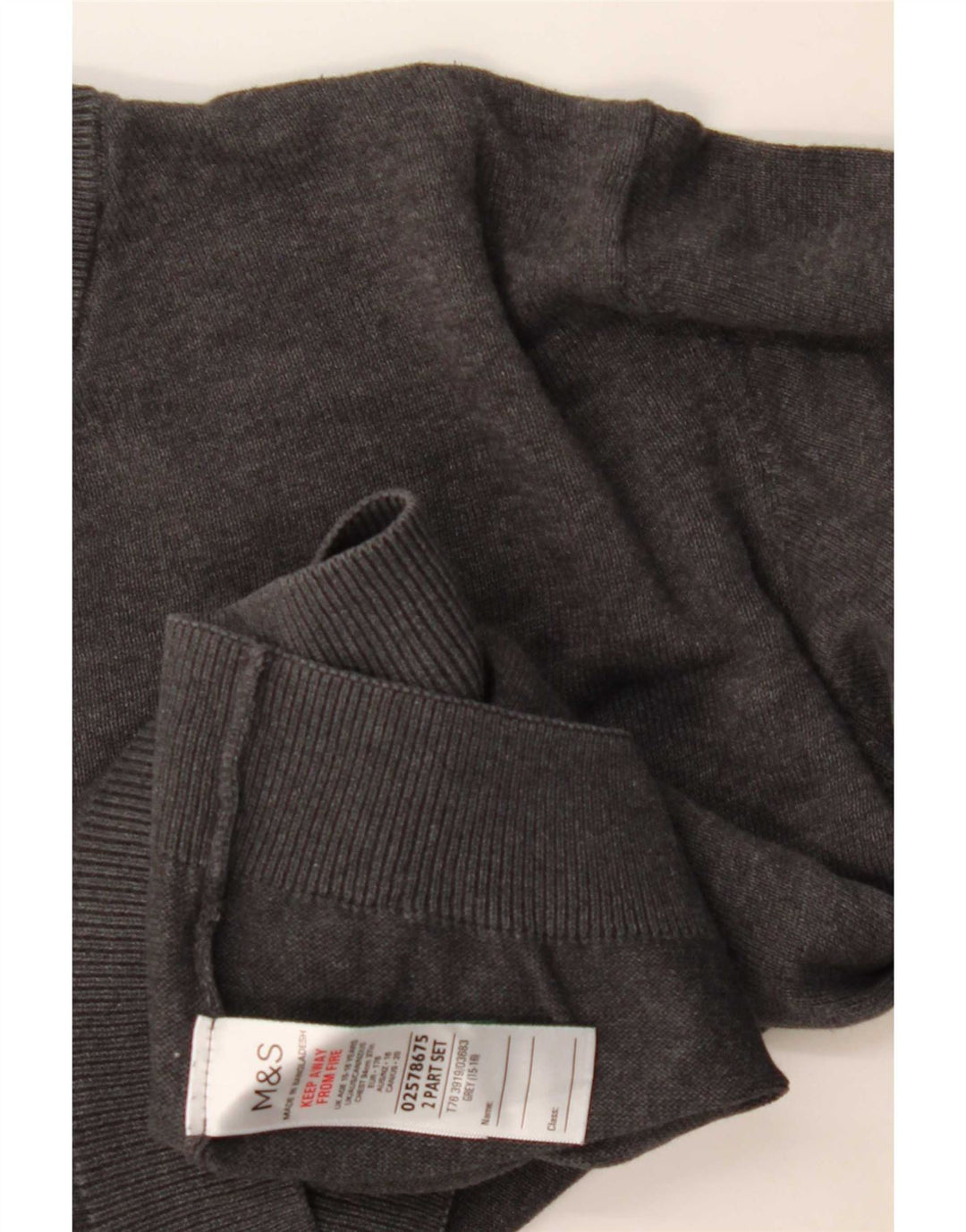 Marks & Spencer Jungen-Pullover mit V-Ausschnitt, 15–16 Jahre, graue Baumwolle