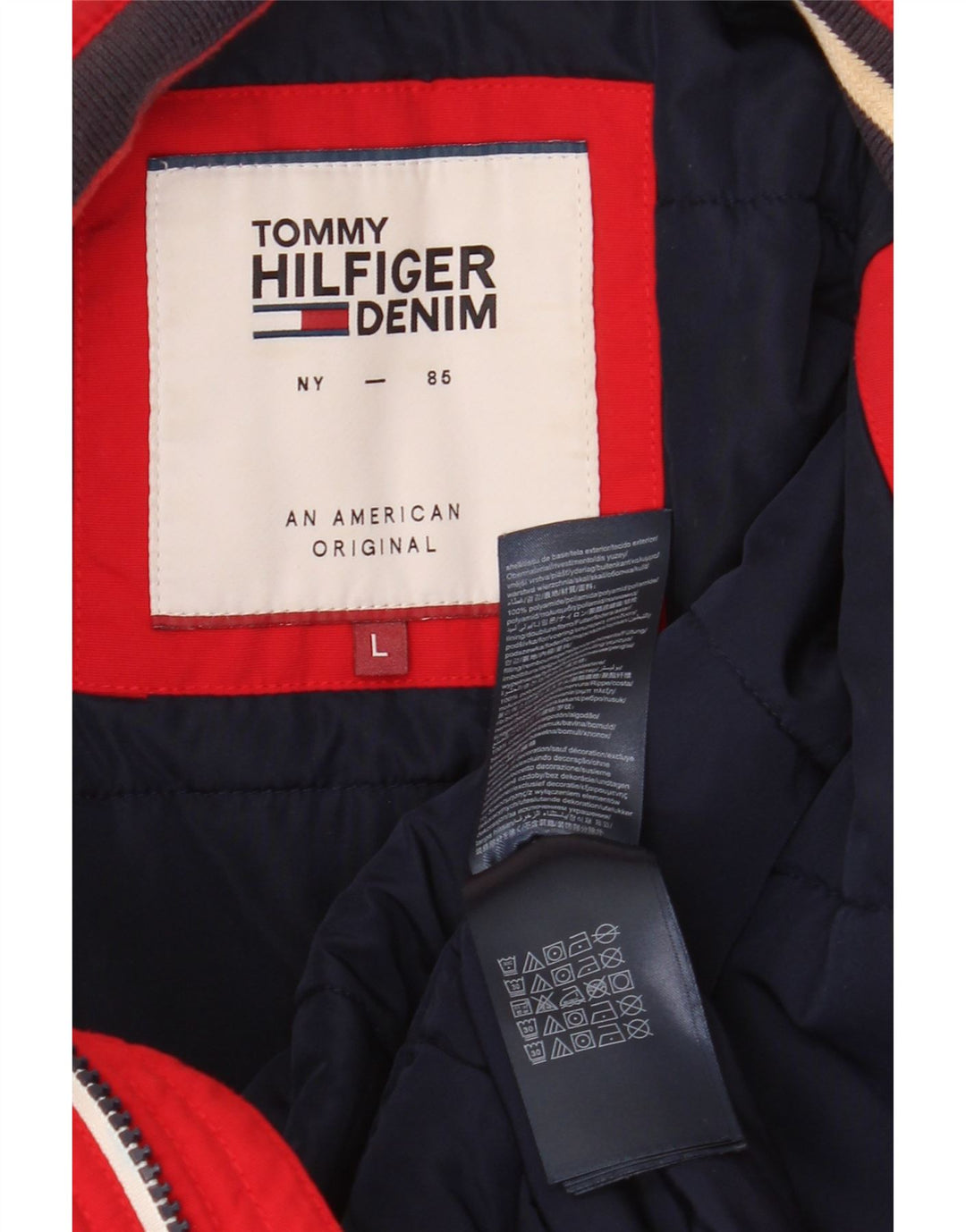 TOMMY HILFIGER Herren Bomberjacke UK 40 Großes rotes Polyamid