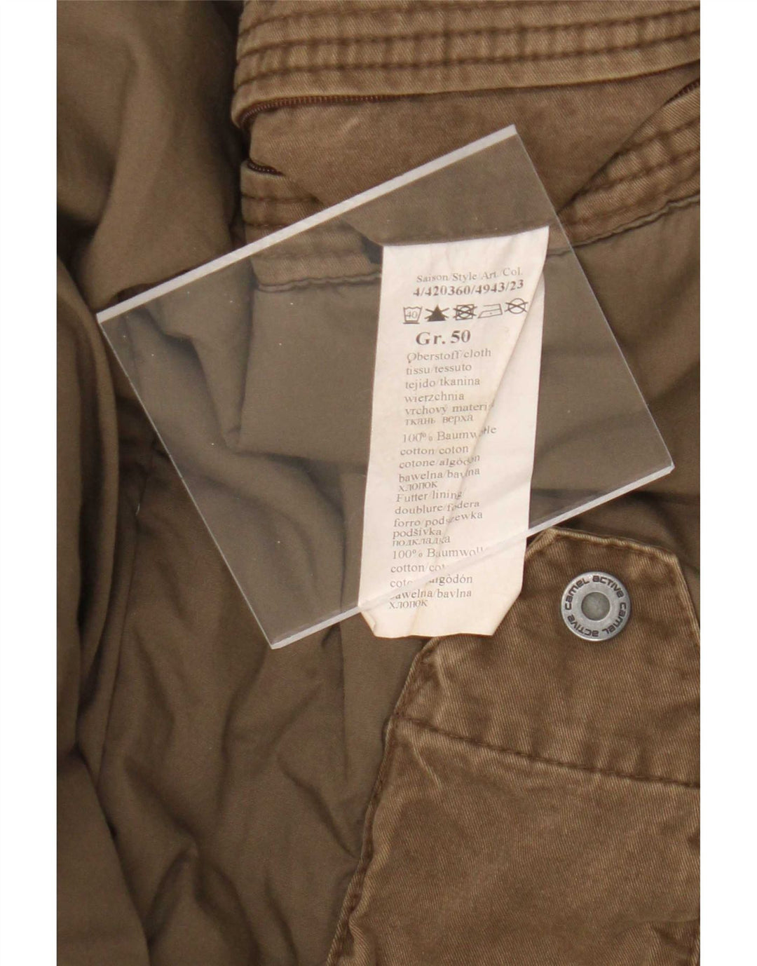 Camel Active wattierte Militärjacke für Herren, EU 50, Größe L, Khaki, Baumwolle