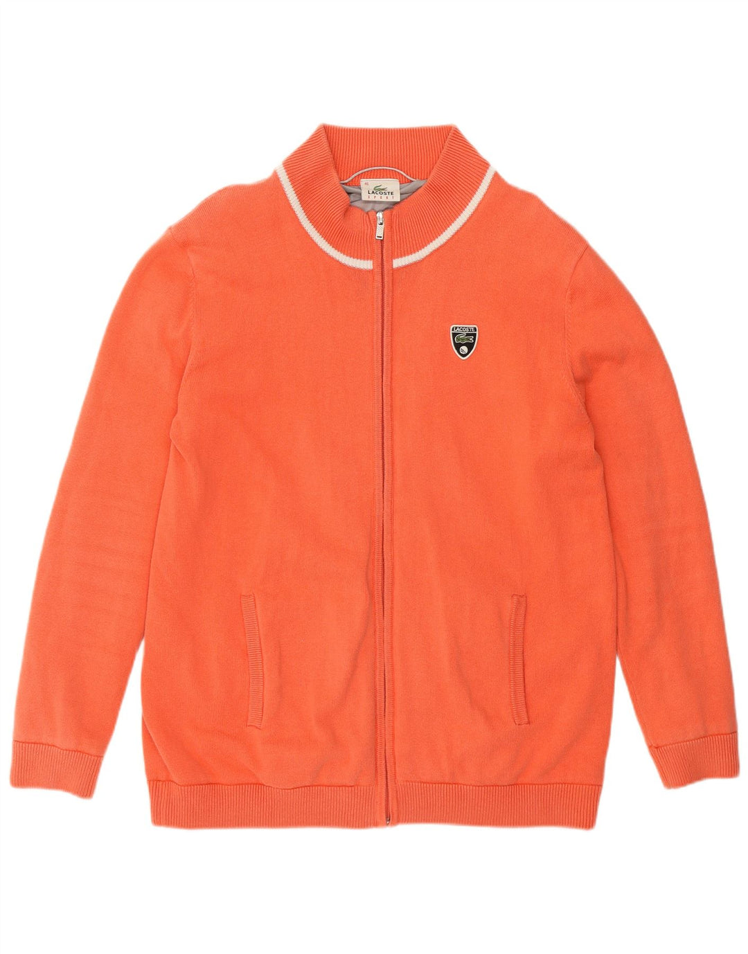 Lacoste Damen Trainingsanzug Top Jacke Größe 46 XL Orange Baumwolle