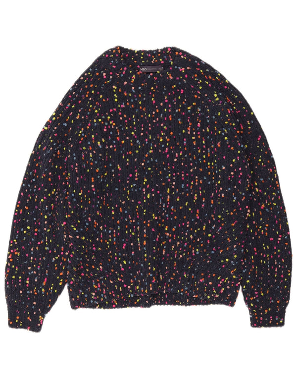 MARKS & SPENCER Womens Crew Neck Jumper Sweater UK 12 Medium Navy Blue