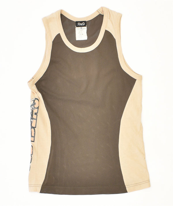 DOLCE & GABBANA Damen Slim Fit Weste Top IT 46 Large Khaki Polyester