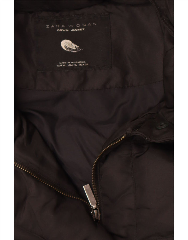 Zara Damen gepolsterter Mantel UK 18 XL Schwarz