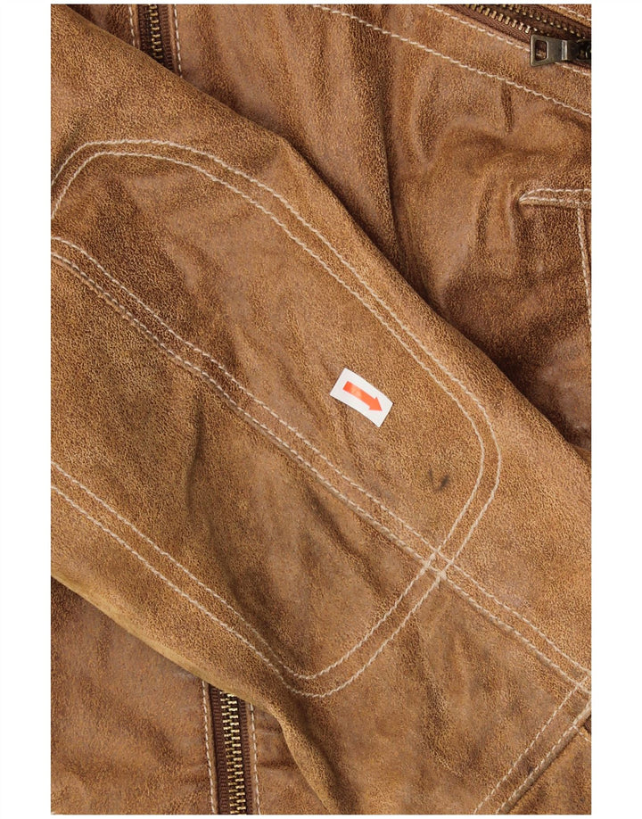 SASHA Womens Leather Jacket UK 12 Medium Brown Leather