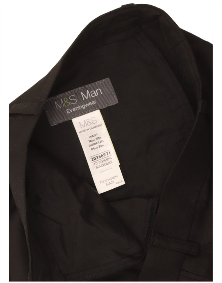 Gerade Herren-Anzughose von Marks & Spencer, W30, L33, schwarze Baumwolle