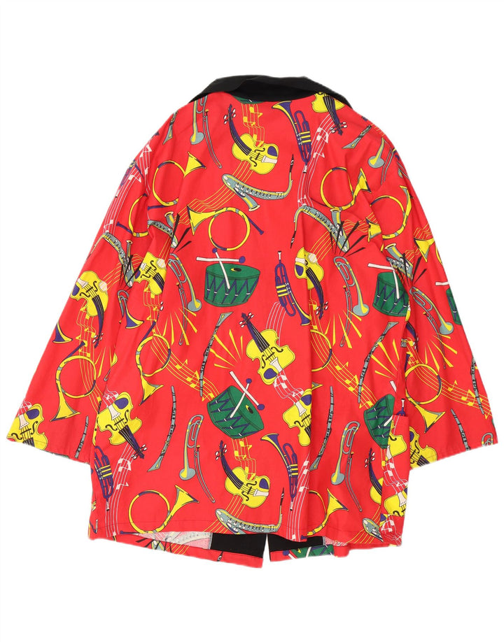 Vintage Damen Mantel mit abstraktem Muster, zweireihig, EU 50 3XL, rote Baumwolle
