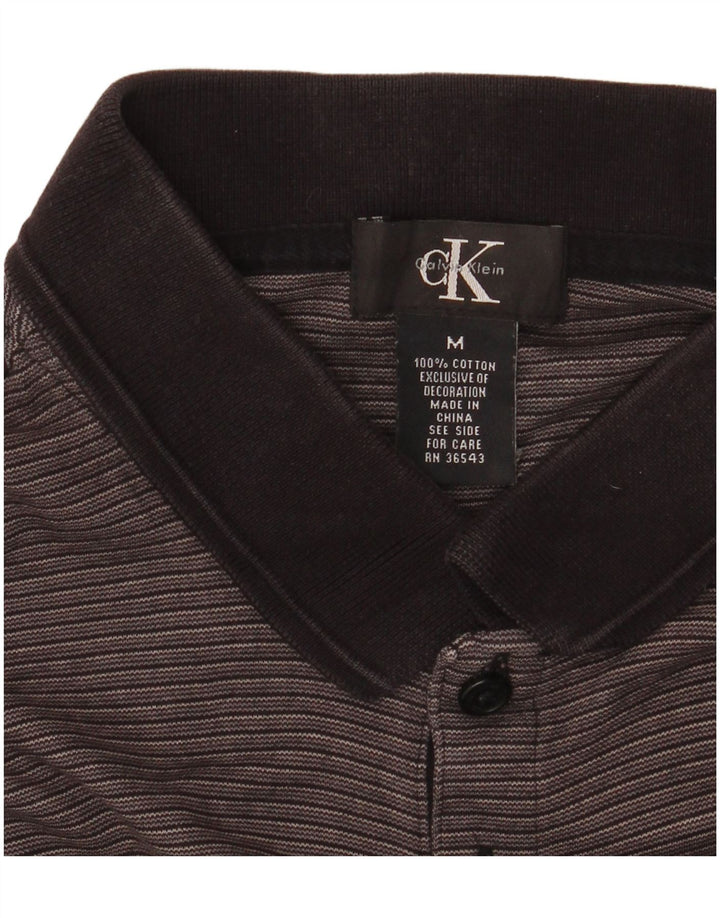 CALVIN KLEIN Herren-Poloshirt aus mittelgrauer Nadelstreifen-Baumwolle
