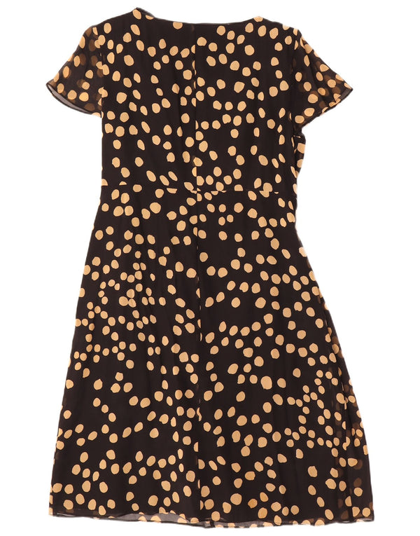 Fenn Wright Manson Damen-A-Linien-Kleid, Gr. 44, groß, schwarz gefleckte Seide