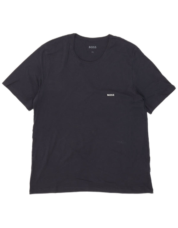 Hugo Boss Herren T-Shirt Top 2XL Marineblau Baumwolle