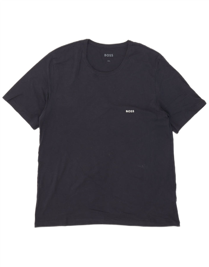 Hugo Boss Herren T-Shirt Top 2XL Marineblau Baumwolle