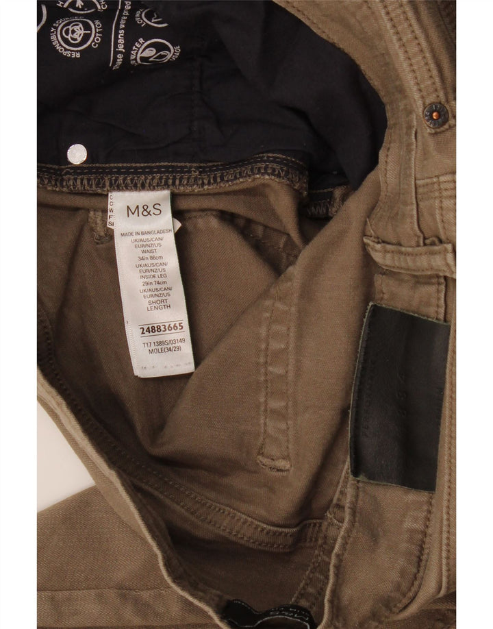 Marks & Spencer Herren Slim Jeans W34 L29 Khaki Baumwolle