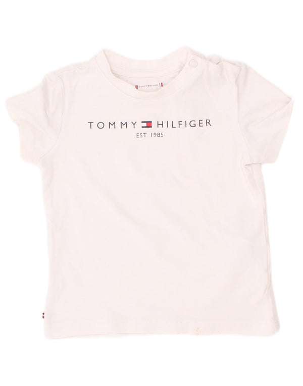 Tommy Hilfiger Baby-Jungen-T-Shirt mit Grafik, 9–12 Monate, weiße Baumwolle
