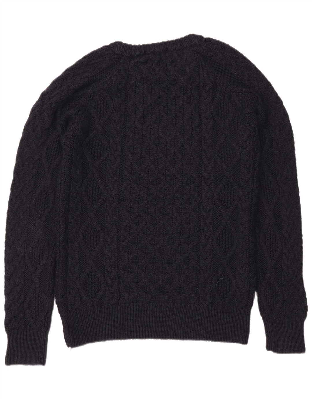 Zara Herren-Pullover mit U-Boot-Ausschnitt, groß, marineblaue Wolle