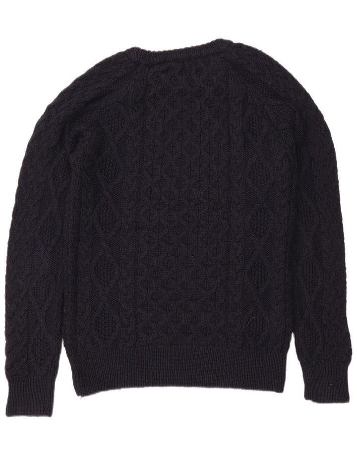 Zara Herren-Pullover mit U-Boot-Ausschnitt, groß, marineblaue Wolle