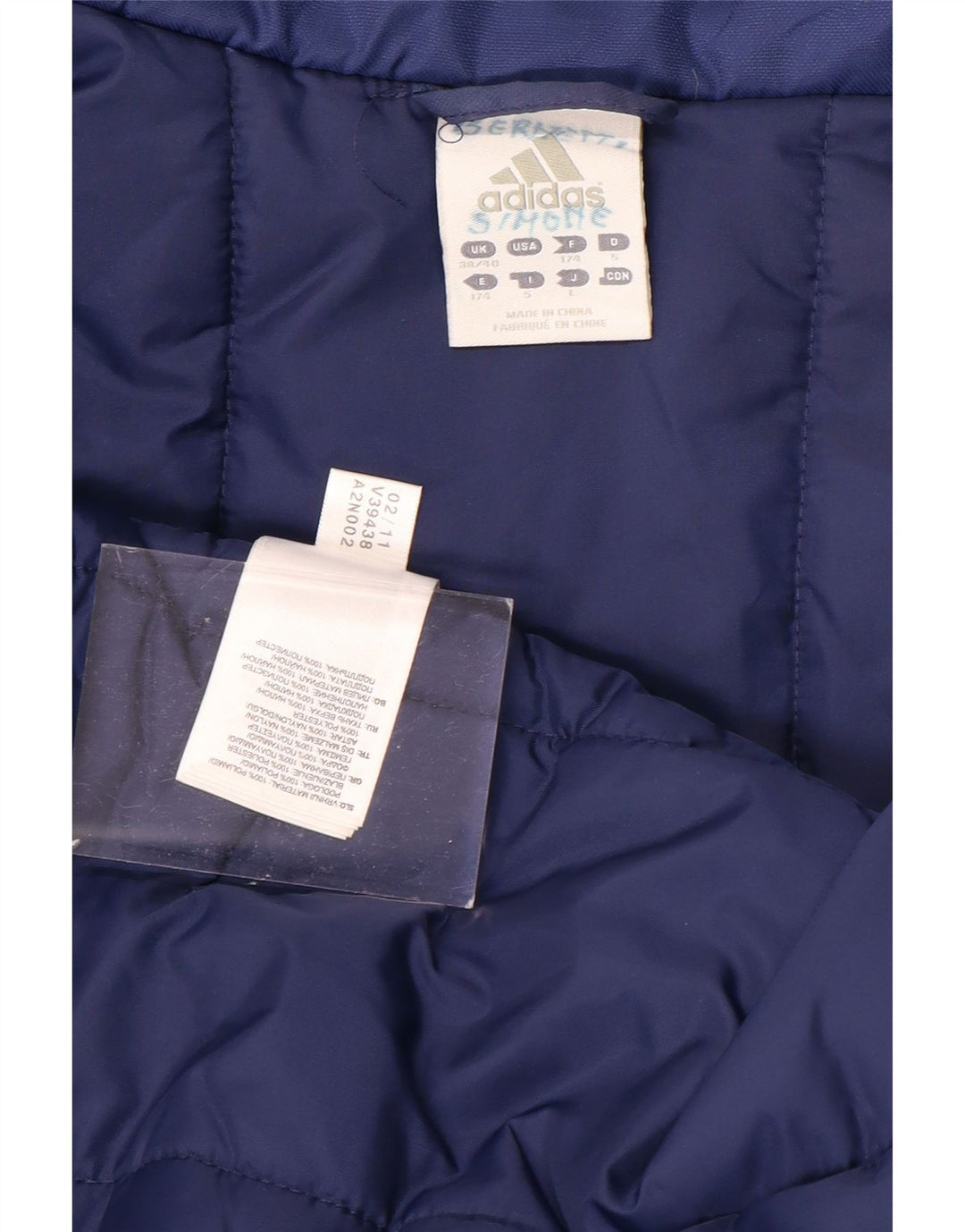ADIDAS Herren Graphic Wattierter Mantel UK 38/40 Mittelblaues Polyamid