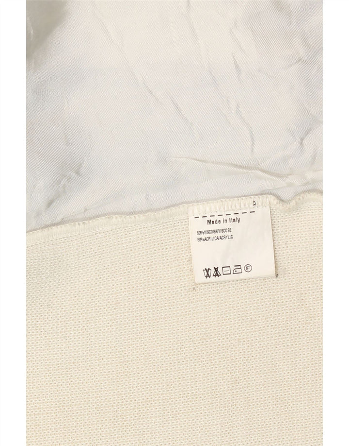 Vintage Damen Bikerjacke UK 8 Small Off White Colourblock Acryl